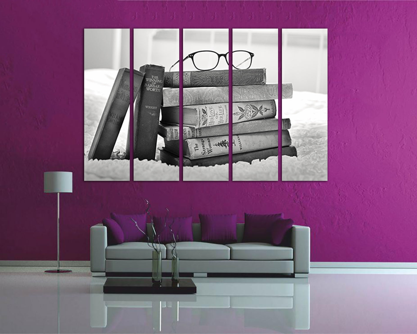 Book lover canvas Literary print Read book Bookworm art works