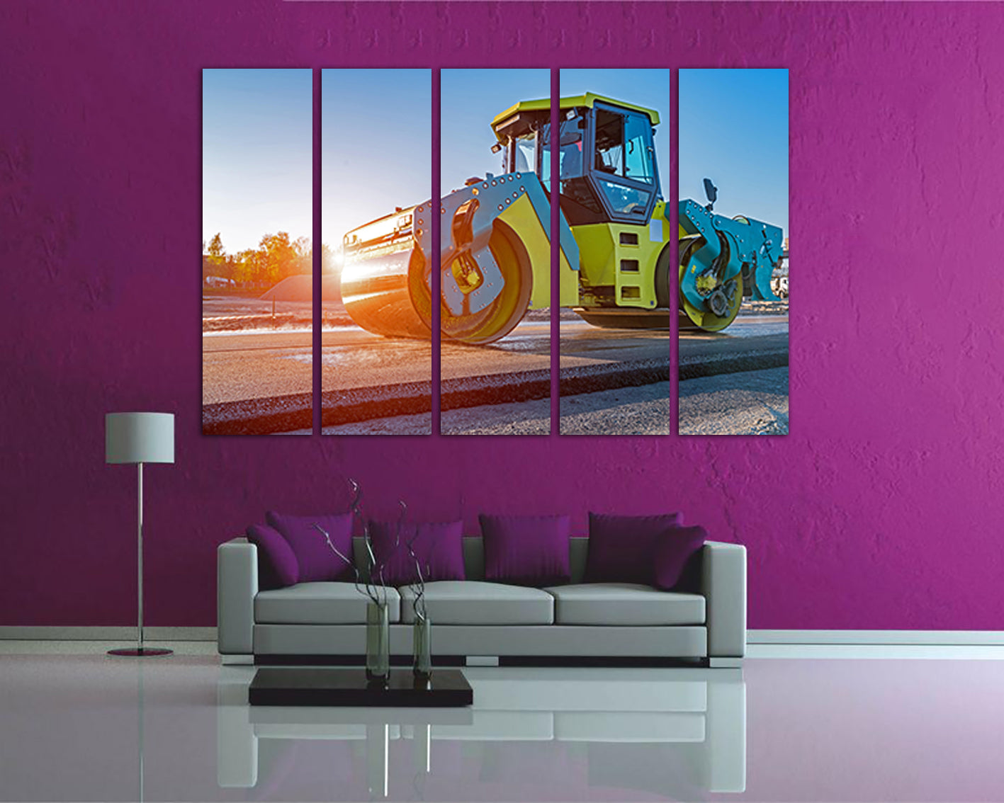 Road roller decor Truck kids canvas Machine print Mechanism prints rady to hang