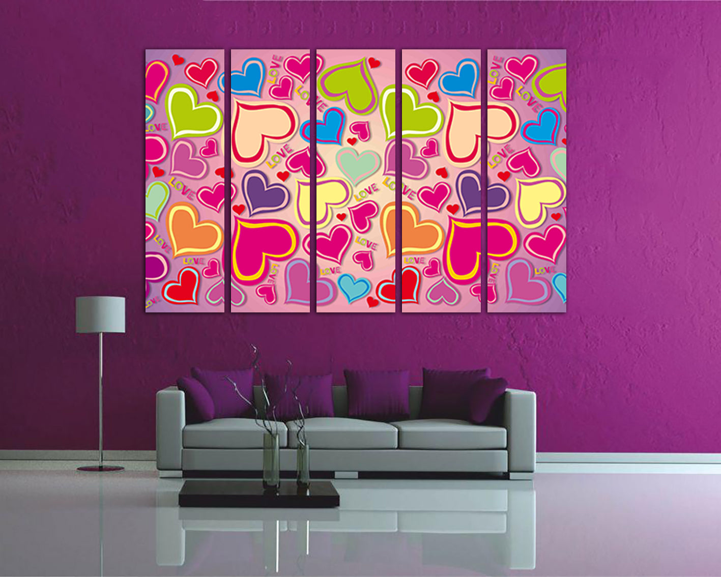 Love heart print on canvas Romantic décor art works