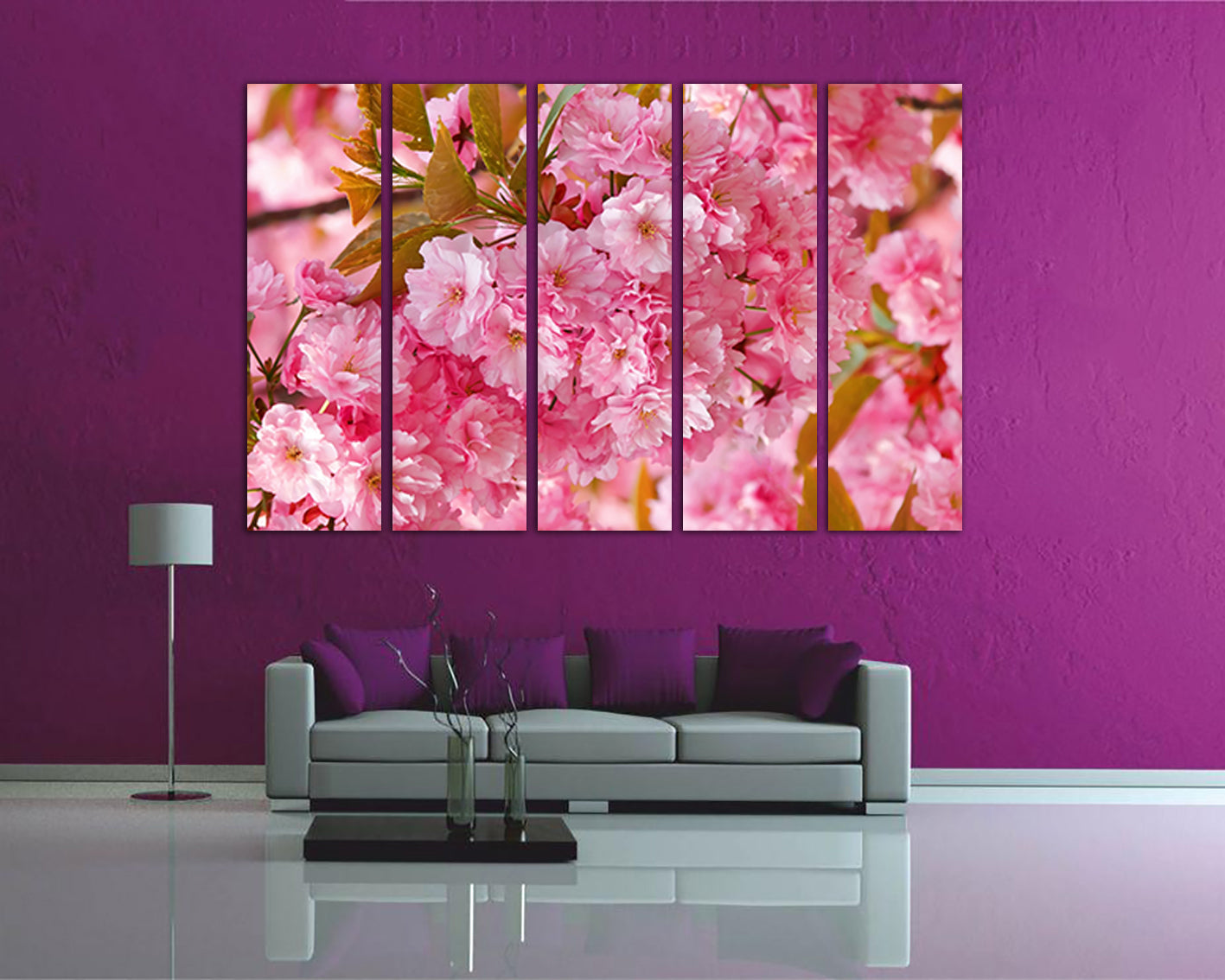 Sakura canvas Floral wall art Cherry blossom Botanical decor Japan art Flower print Asia decor