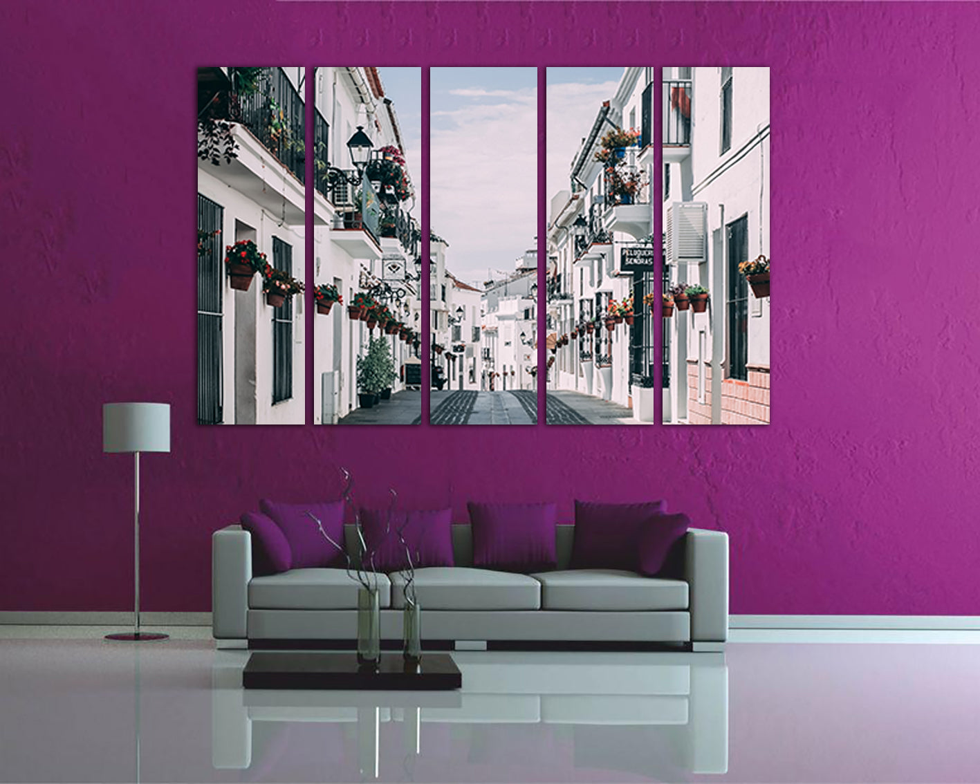 Wall panel canvas Costa del sol Andalusia Spain décor City street Spain wall art Travel print