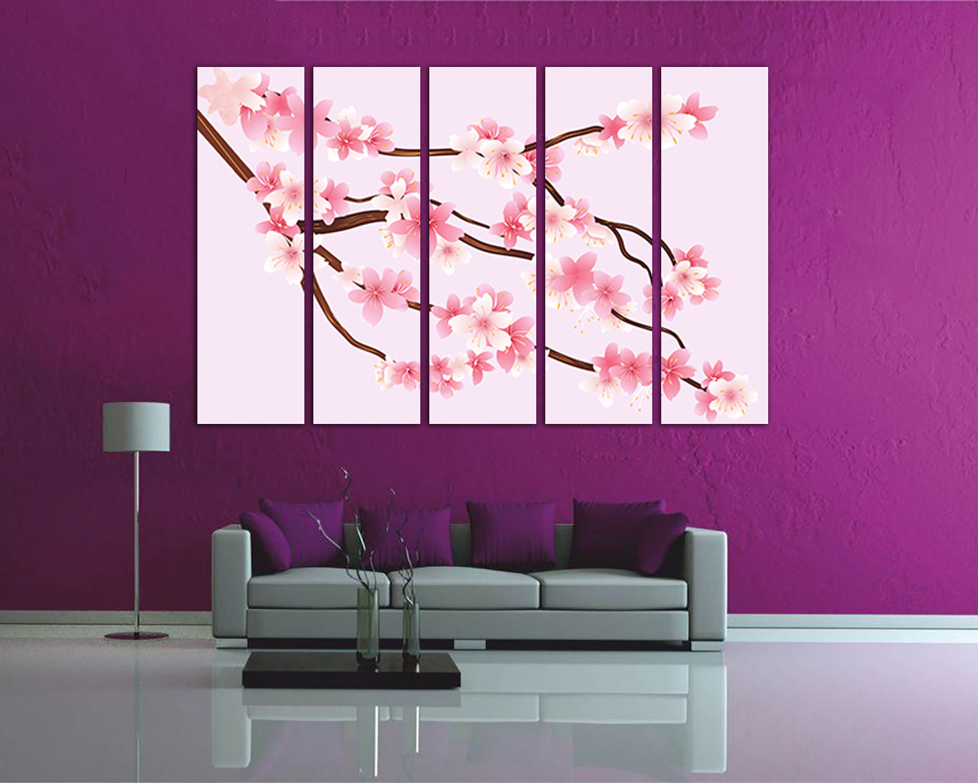 Sakura canvas Flower wall decor Cherry blossom art Japan home prints