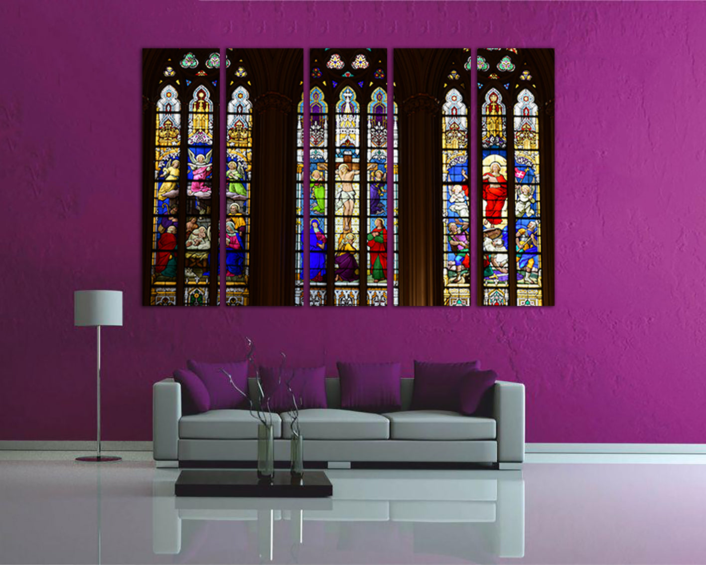 Chartres Religious print Cathedral canvas Stained glass art works Vitraux Jesus shepherd Glass decor Cologne cathedral France print