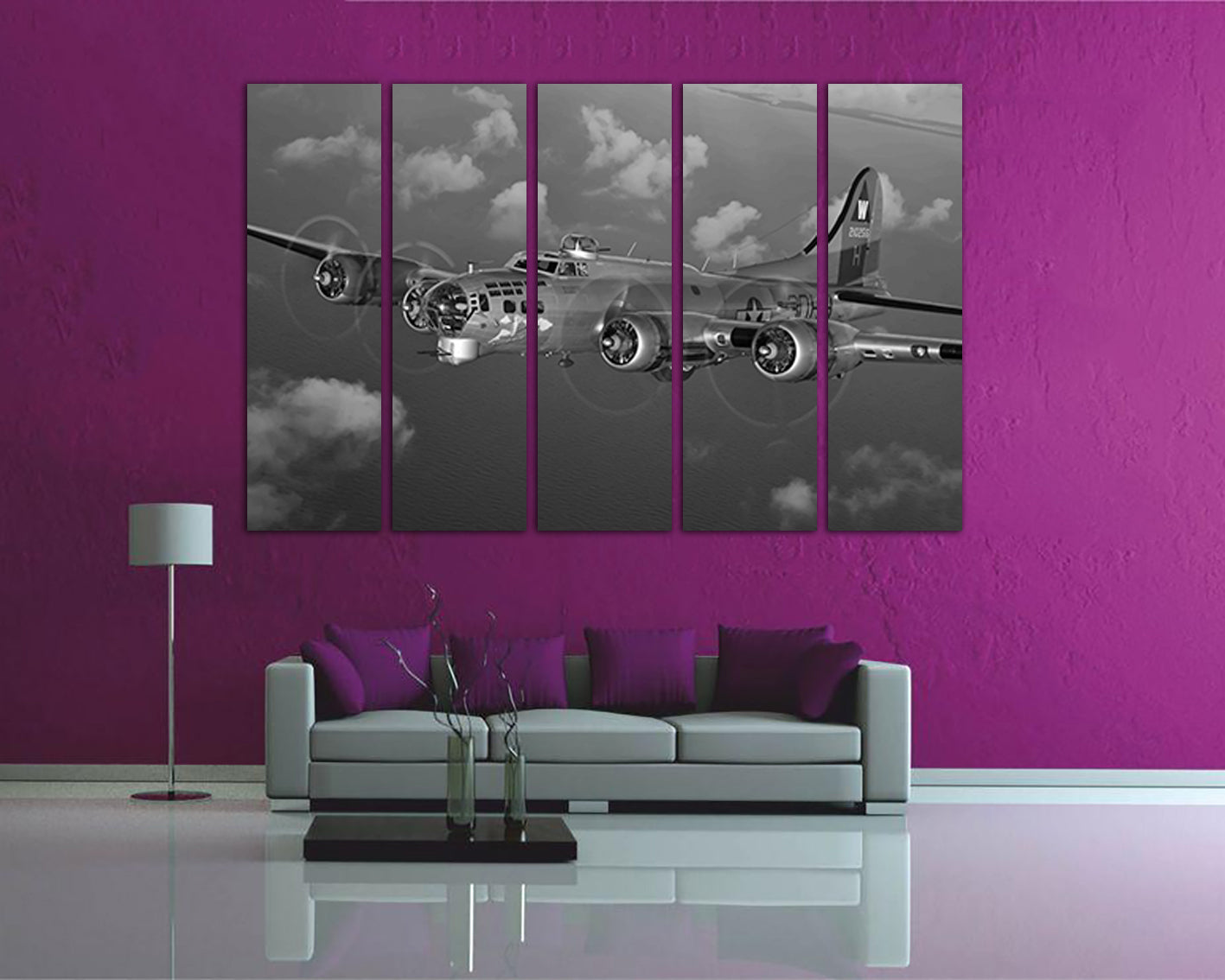 Boeing B-17 Bomber Aviation décor Aircraft canvas Plane wall art Army mechanism Military aircraft Retro wwii