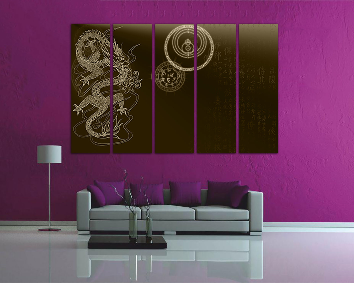 Japan dragon canvas Japanese character Asian art works Chinese style décor