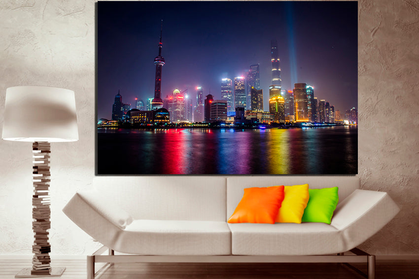 Shanghai city canvas China urban wall art Wall hangings travel decor