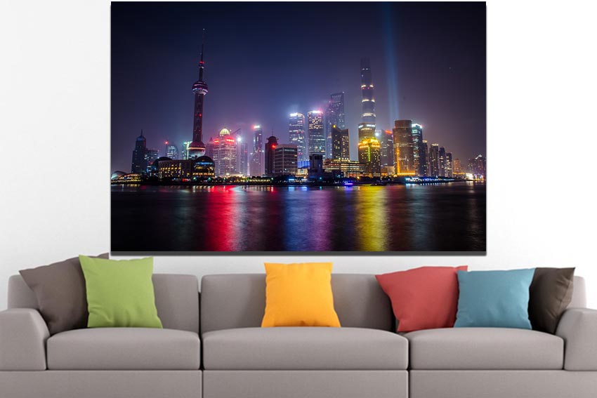 Shanghai city canvas China urban wall art Wall hangings travel decor