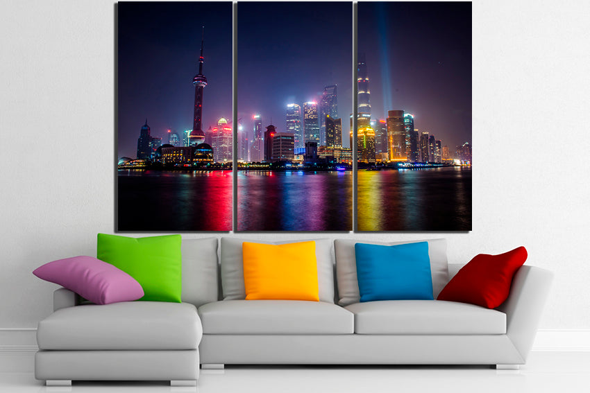 Shanghai city canvas China urban wall art Wall hangings travel decor