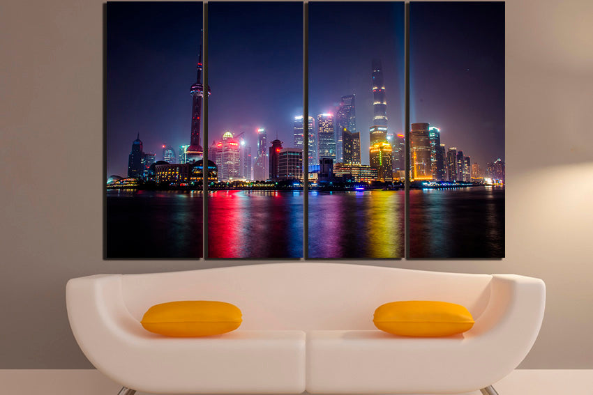 Shanghai city canvas China urban wall art Wall hangings travel decor