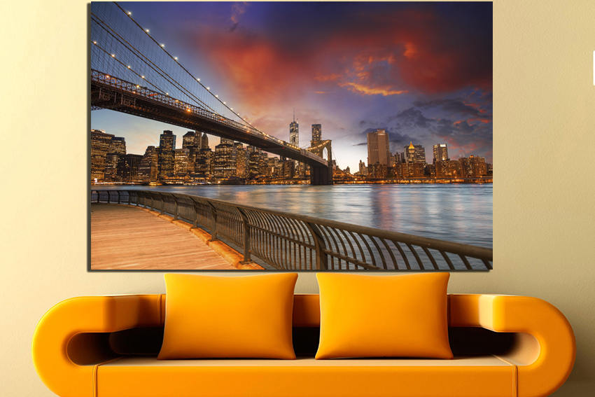 New York city canvas Bridge décor travel print