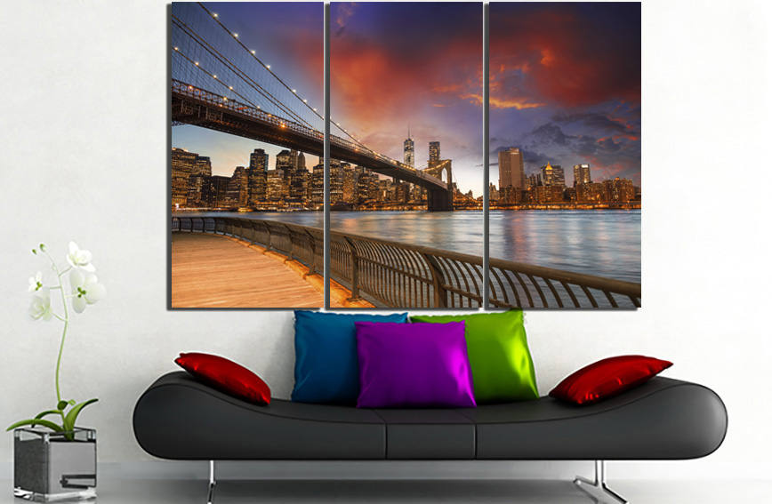 New York city canvas Bridge décor travel print
