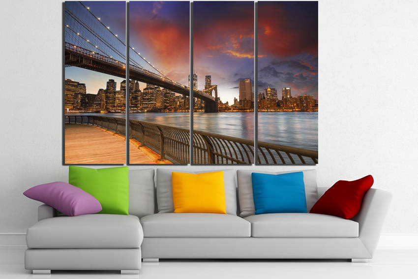 New York city canvas Bridge décor travel print