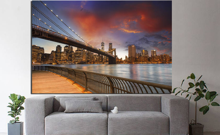 New York city canvas Bridge décor travel print