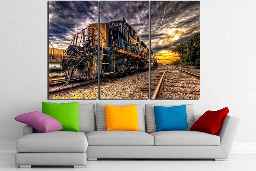 Train canvas print Locomotive decor Train mechanism wall art