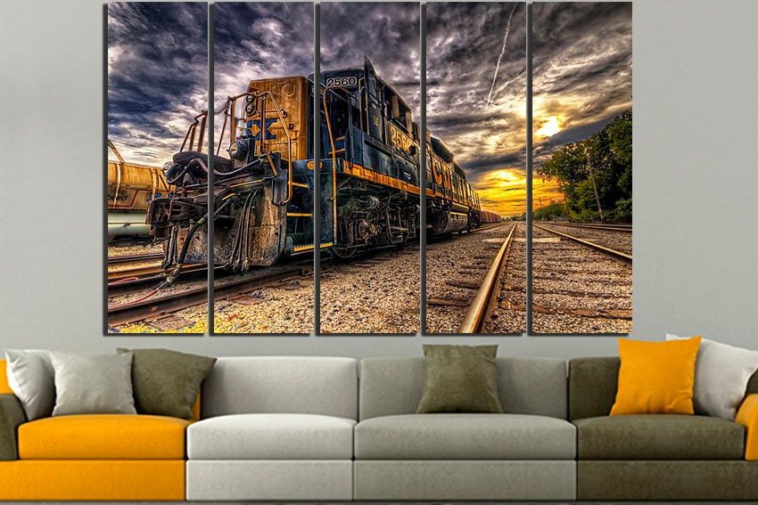 Train canvas print Locomotive decor Train mechanism wall art