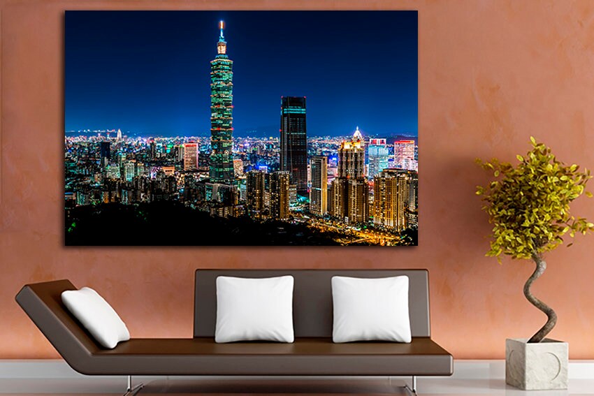 Taiwan City canvas Taipei Skyscrapers travel wall art decor