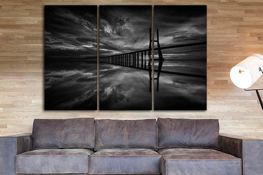 Bridge print canvas River wall art Landscape Gift nature