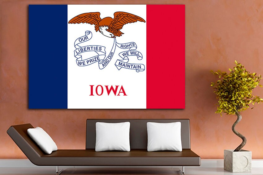 Iowa state Print flag Iowa flag art Iowa flag decor Iowa flag canvas Iowa flag print Wall art Print on canvas Office decor Large wall art