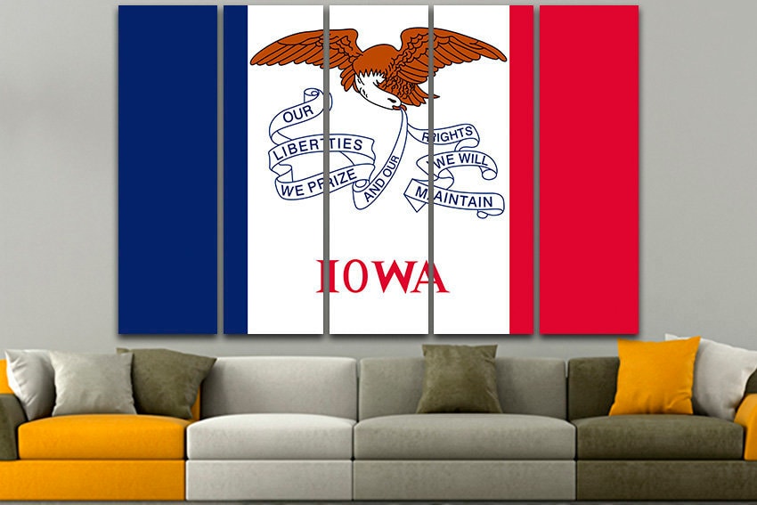 Iowa state Print flag Iowa flag art Iowa flag decor Iowa flag canvas Iowa flag print Wall art Print on canvas Office decor Large wall art
