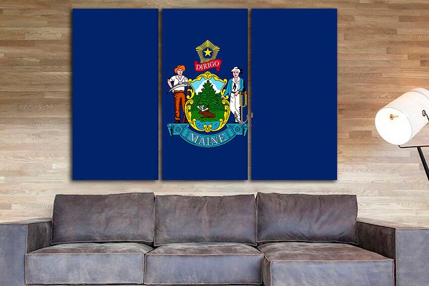 Maine state Print on canvas Maine flag art Maine flag photo Maine flag canvas Maine flag print Office print Photo flag Digital prints Decor