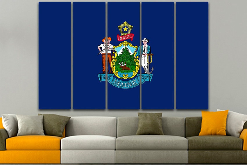 Maine state Print on canvas Maine flag art Maine flag photo Maine flag canvas Maine flag print Office print Photo flag Digital prints Decor