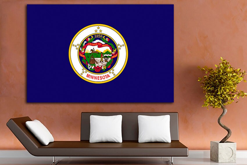 Minnesota state Print on canvas Minnesota flag art Minnesota flag photo Minnesota canvas Minnesota flag print Star North Art prints Photo