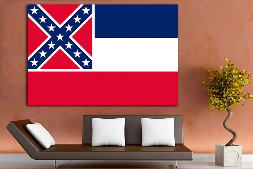 Mississippi state print on canvas Flag decor Magnolia State wall art