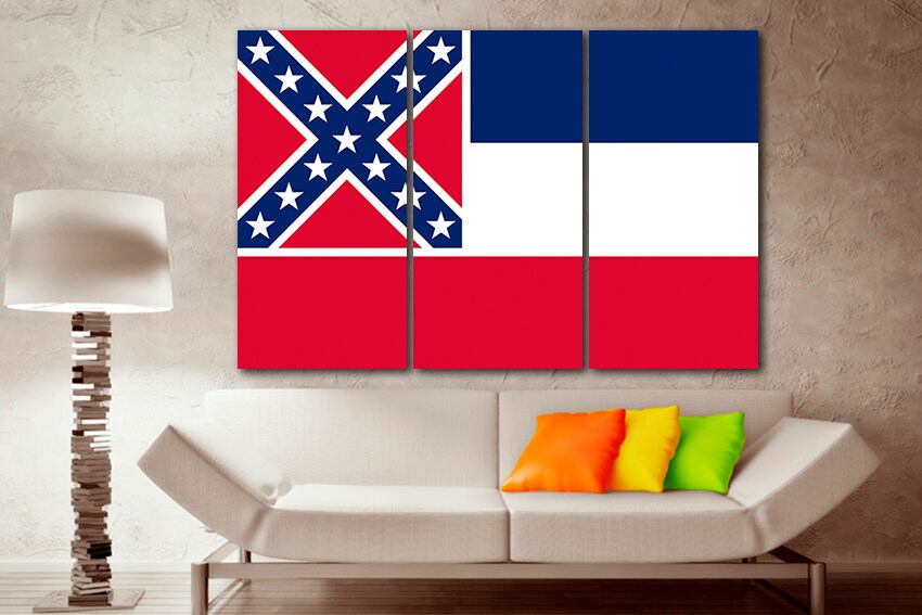 Mississippi state print on canvas Flag decor Magnolia State wall art