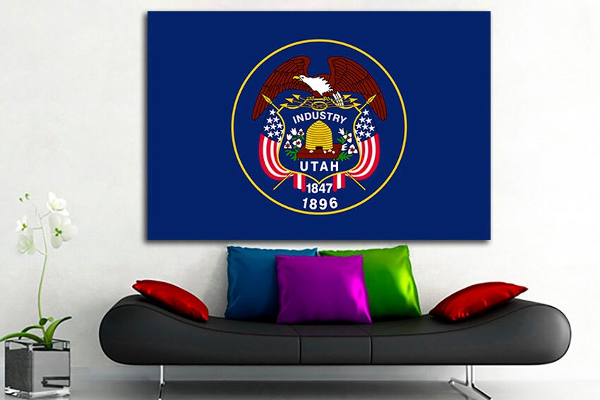 Utah state Print art Utah flag Utah flag art Utah flag decor Utah flag print Flag wall decor Utah flag poster Beehive State flag Photo art