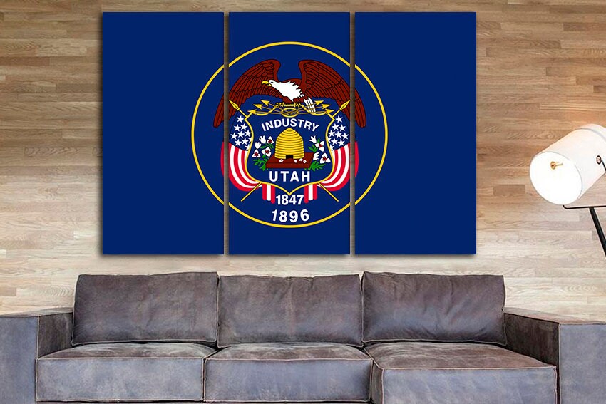 Utah state Print art Utah flag Utah flag art Utah flag decor Utah flag print Flag wall decor Utah flag poster Beehive State flag Photo art