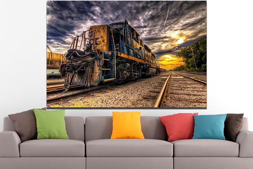 Train canvas print Locomotive decor Train mechanism wall art