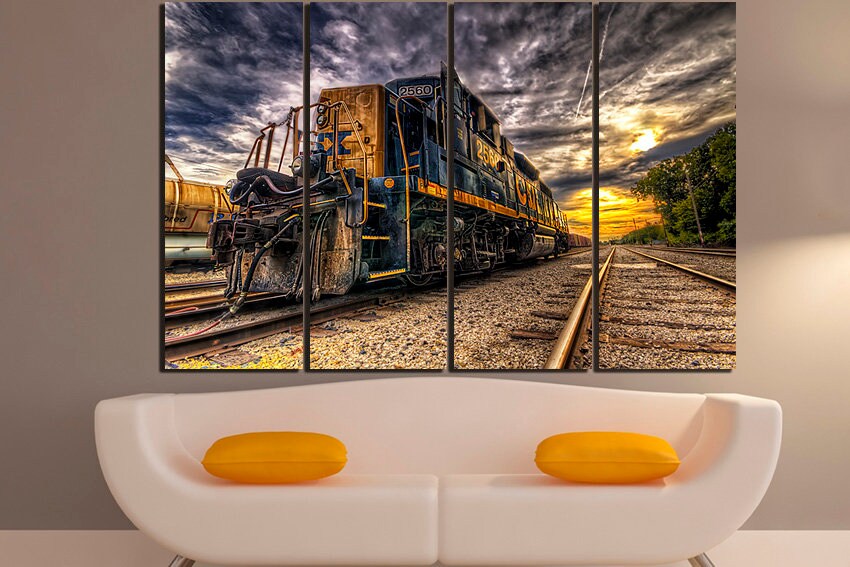 Train canvas print Locomotive decor Train mechanism wall art