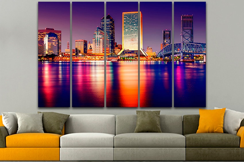 Tampa city canvas Florida bridge Florida travel decor