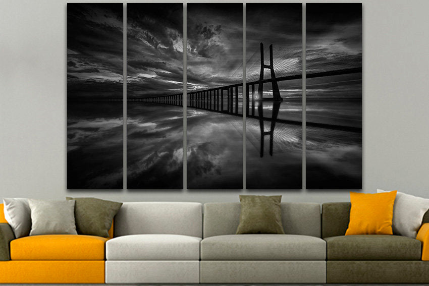 Bridge print canvas River wall art Landscape Gift nature