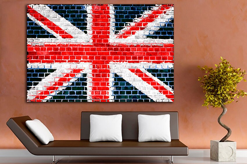 Union flag Print on canvas Flag United Kingdom Union Jack flag Union flag art Union flag decor Union flag canvas 4 panel canvas Office decor