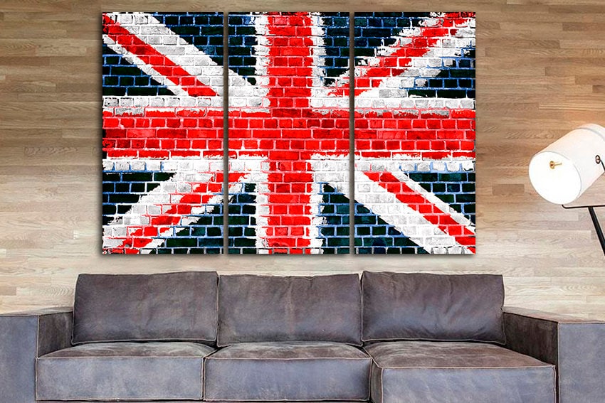 Union flag Print on canvas Flag United Kingdom Union Jack flag Union flag art Union flag decor Union flag canvas 4 panel canvas Office decor