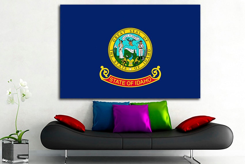 Idaho flag Print on canvas State Idaho Idaho flag art Idaho flag poster Idaho flag canvas Idaho flag print Print decor National flag Photo