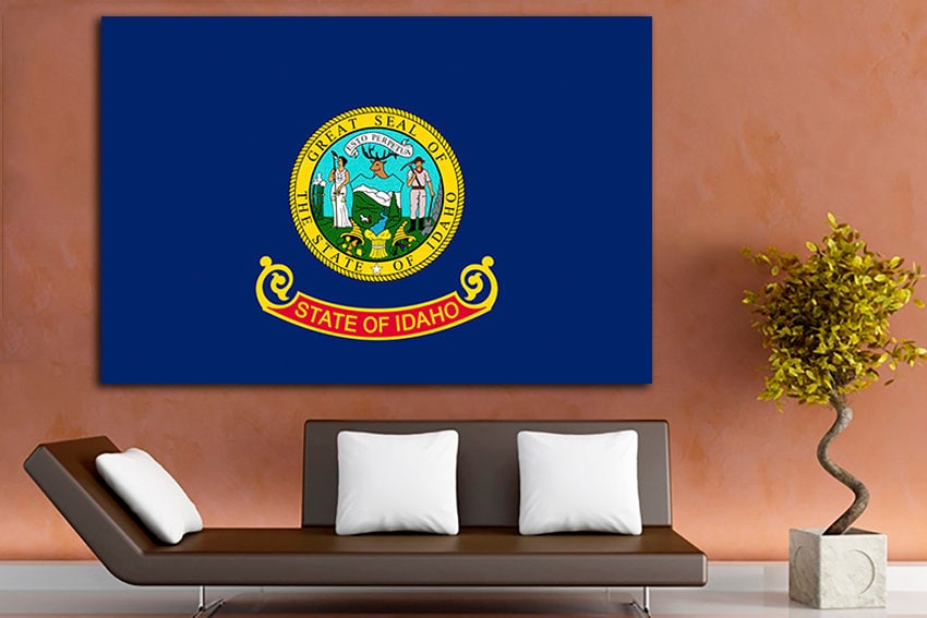 Idaho flag Print on canvas State Idaho Idaho flag art Idaho flag poster Idaho flag canvas Idaho flag print Print decor National flag Photo