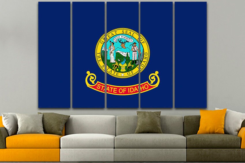 Idaho flag Print on canvas State Idaho Idaho flag art Idaho flag poster Idaho flag canvas Idaho flag print Print decor National flag Photo