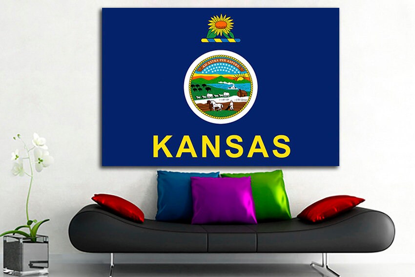 Kansas state Print flag Kansas flag art Kansas flag decor Kansas flag canvas Kansas flag print Print on canvas Office decor Large wall art