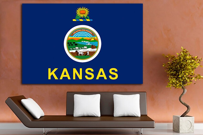 Kansas state Print flag Kansas flag art Kansas flag decor Kansas flag canvas Kansas flag print Print on canvas Office decor Large wall art