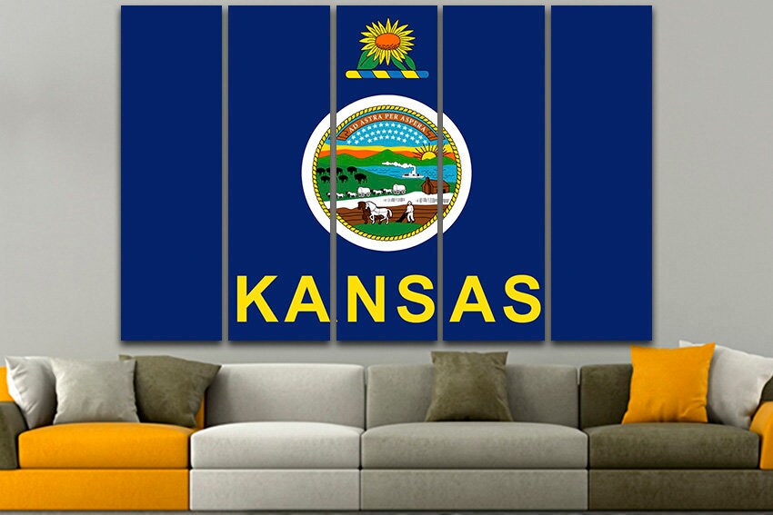 Kansas state Print flag Kansas flag art Kansas flag decor Kansas flag canvas Kansas flag print Print on canvas Office decor Large wall art