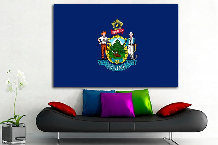 Maine state Print on canvas Maine flag art Maine flag photo Maine flag canvas Maine flag print Office print Photo flag Digital prints Decor
