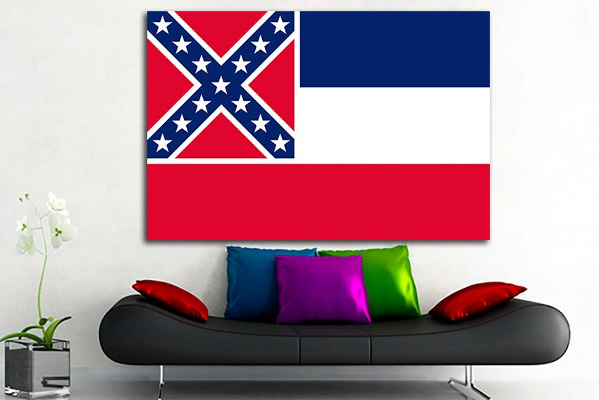 Mississippi state print on canvas Flag decor Magnolia State wall art
