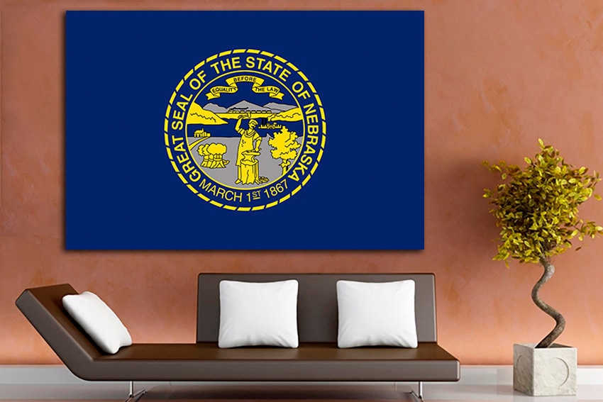 Nebraska state Flag print Nebraska flag art Nebraska flag decor Nebraska flag canvas Nebraska print Cornhusker State Office art Poster flag