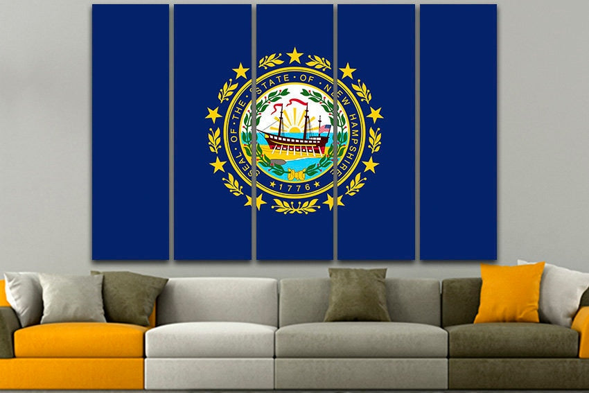 New Hampshire state Flag art New Hampshire art New Hampshire decor New Hampshire canvas New Hampshire print Granite State flag Office art