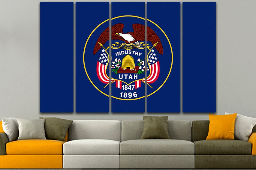 Utah state Print art Utah flag Utah flag art Utah flag decor Utah flag print Flag wall decor Utah flag poster Beehive State flag Photo art