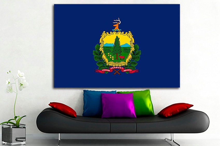 Vermont state Vermont flag Wall art Vermont flag art Vermont flag decor Vermont flag print Flag art Vermont flag poster Green Mountain State