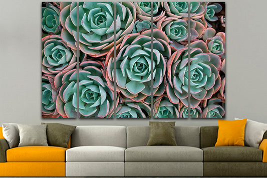 Succulent canvas set Flower wall print Gift for florist