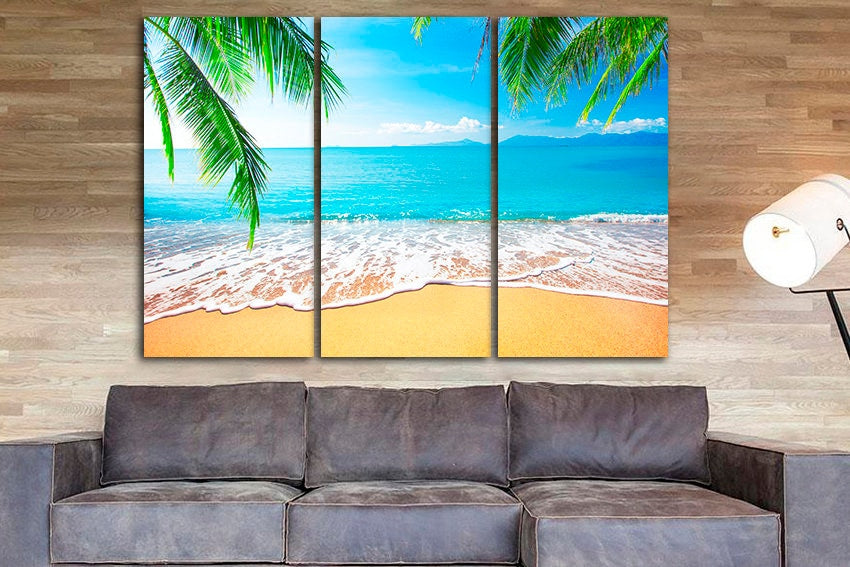 Sea print Beach wall decor Palm tree canvas Nature home art